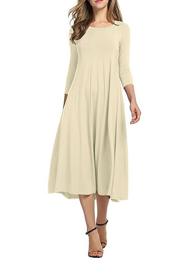 Women Daily Cotton 3/4 Sleeve Paneled Summer Dress | zolucky